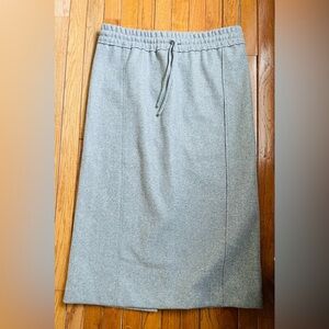 Zara Light Gray Midi Knit Skirt with Drawstring Waist